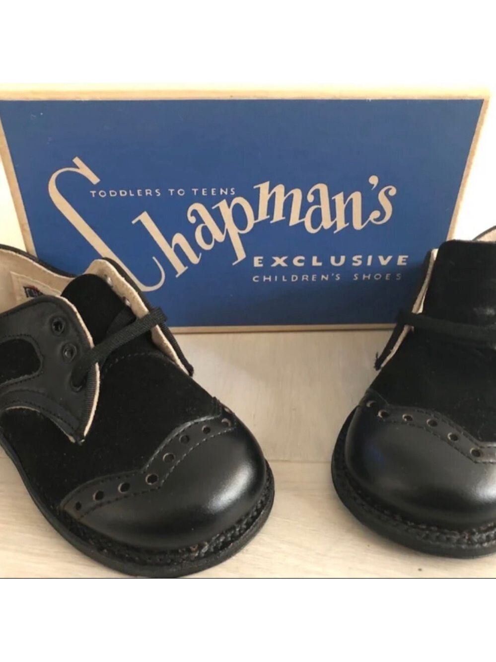 Vintage Boys Shoes Chapmans Exclusive Deluxe NIB Mid Century Oxfords Staging - Picture 12 of 12